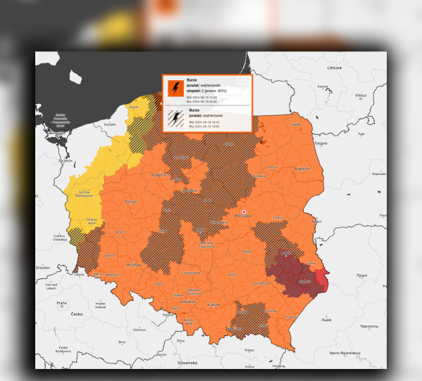 Podano ostrzeżenia meteorologiczne, alert RCB na dzisiaj.