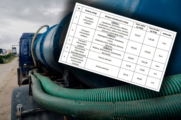 Cennik i przewoźnicy nieczystości ciekłych w gminie Szemud.