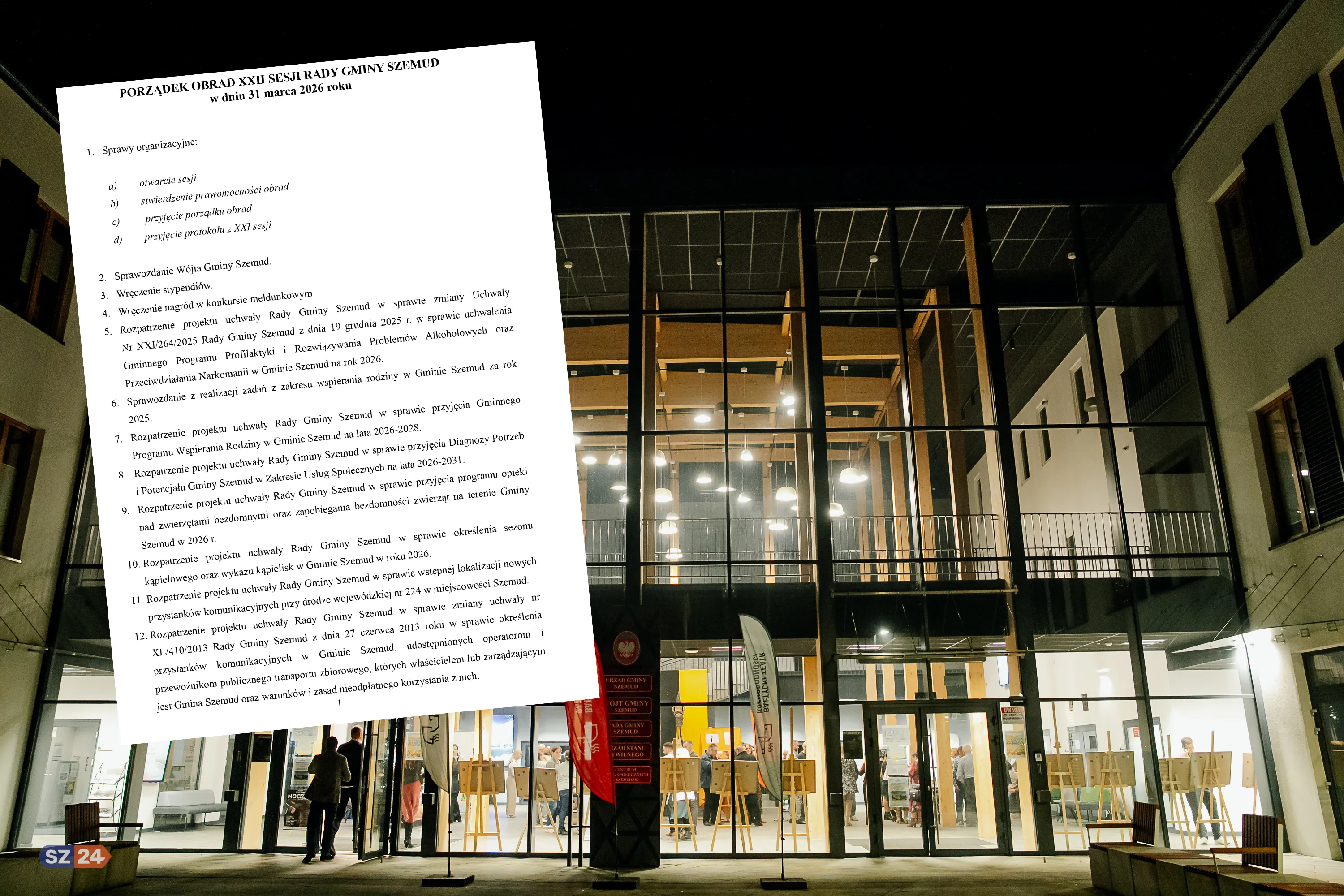 XXII sesja Rady Gminy Szemud. Co zawiera porządek obrad?