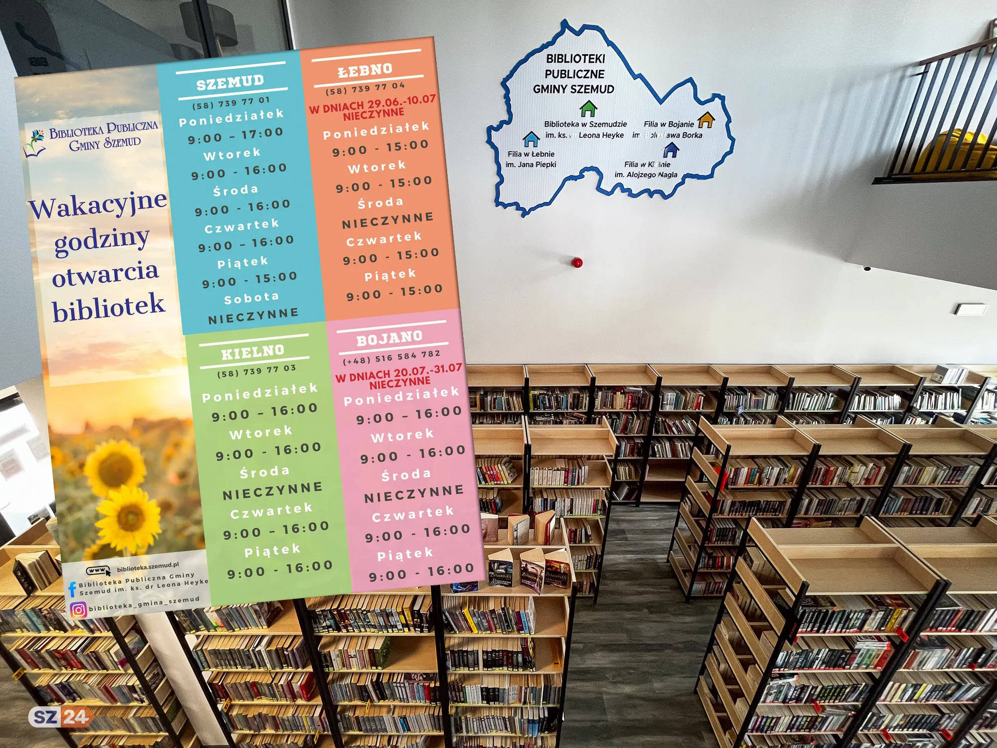 Wakacje z książką! Sprawdź letnie godziny otwarcia bibliotek w gminie Szemud